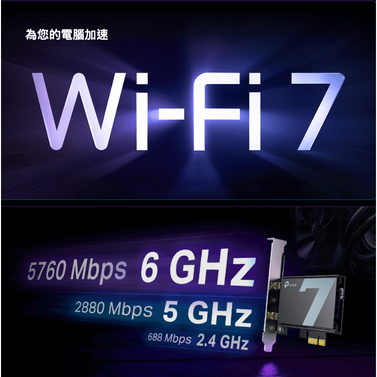《 tp-link 免運 公司貨 》Archer TBE550E BE9300三頻 WiFi 7 PCI-E 無線網卡-細節圖3