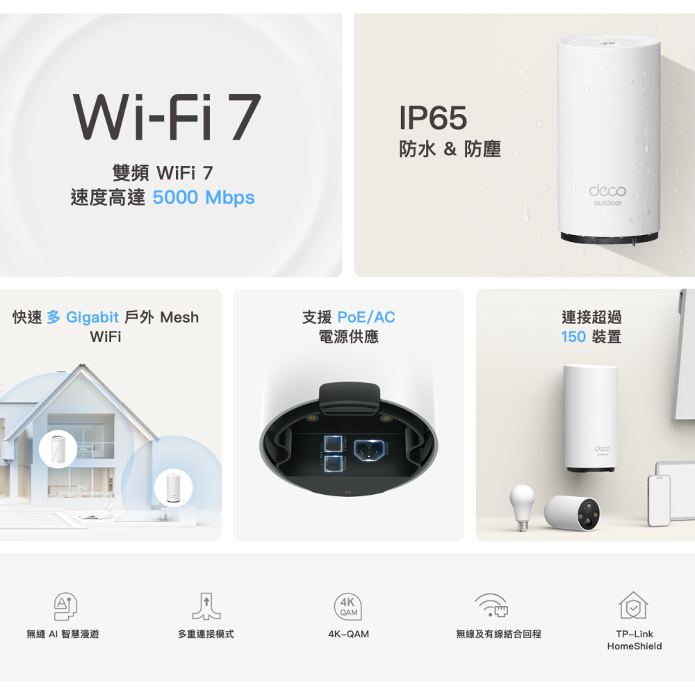 《 tp-link 戶外 防水》Deco BE25-Outdoor BE5000 Mesh WiFi 7 網狀 路由器-細節圖2
