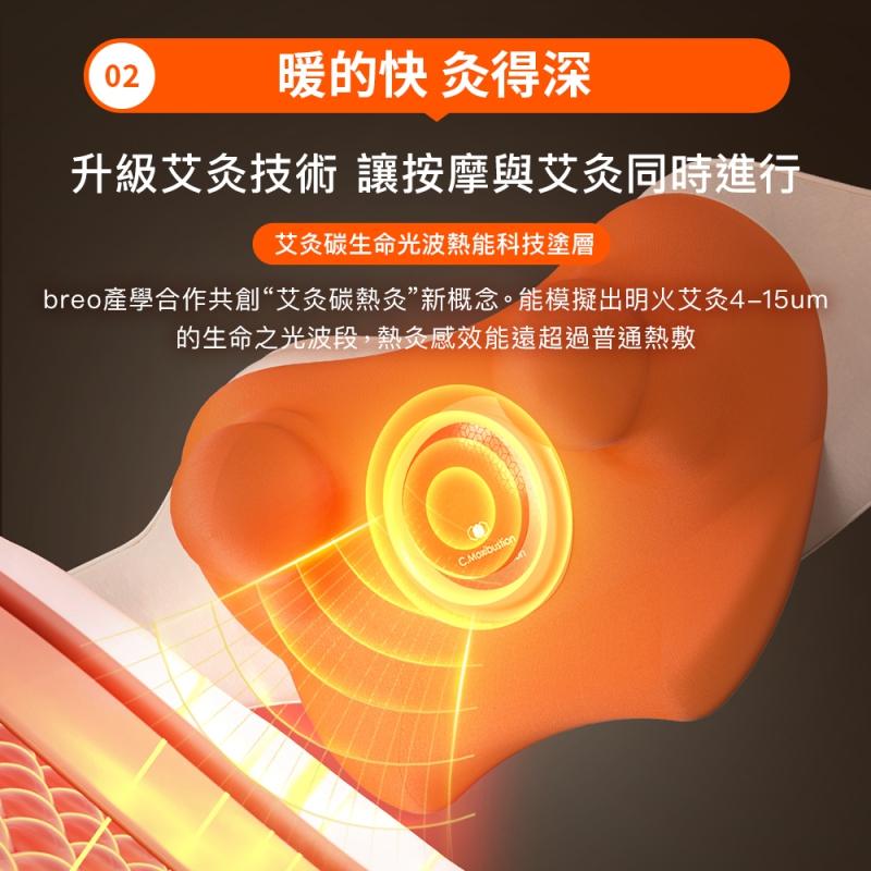 《breo 倍輕鬆 公司貨》肩倍樂 N6 mini 一字開肩按摩器 滾輪仿真揉捏 艾炙恆溫熱敷 三大智能模式-細節圖2