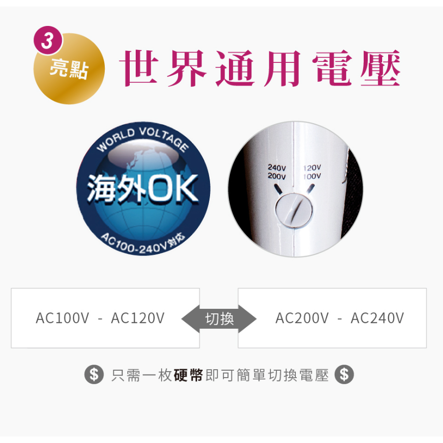 《 日本 TESCOM 台灣出貨 原廠公司貨 》BID392TW 超速乾 雙電壓 負離子 造型 吹風機 392-細節圖4