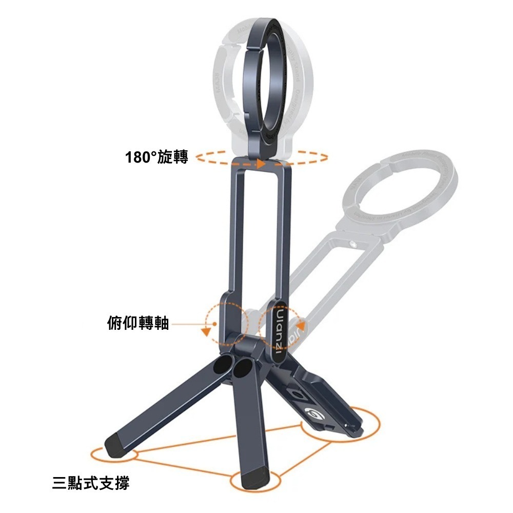 《 Ulanzi 優籃子 雙面 磁吸 掛勾 》MA38 MagLock 手機 多功能支架 折疊三腳架 登山扣 手機架-細節圖8