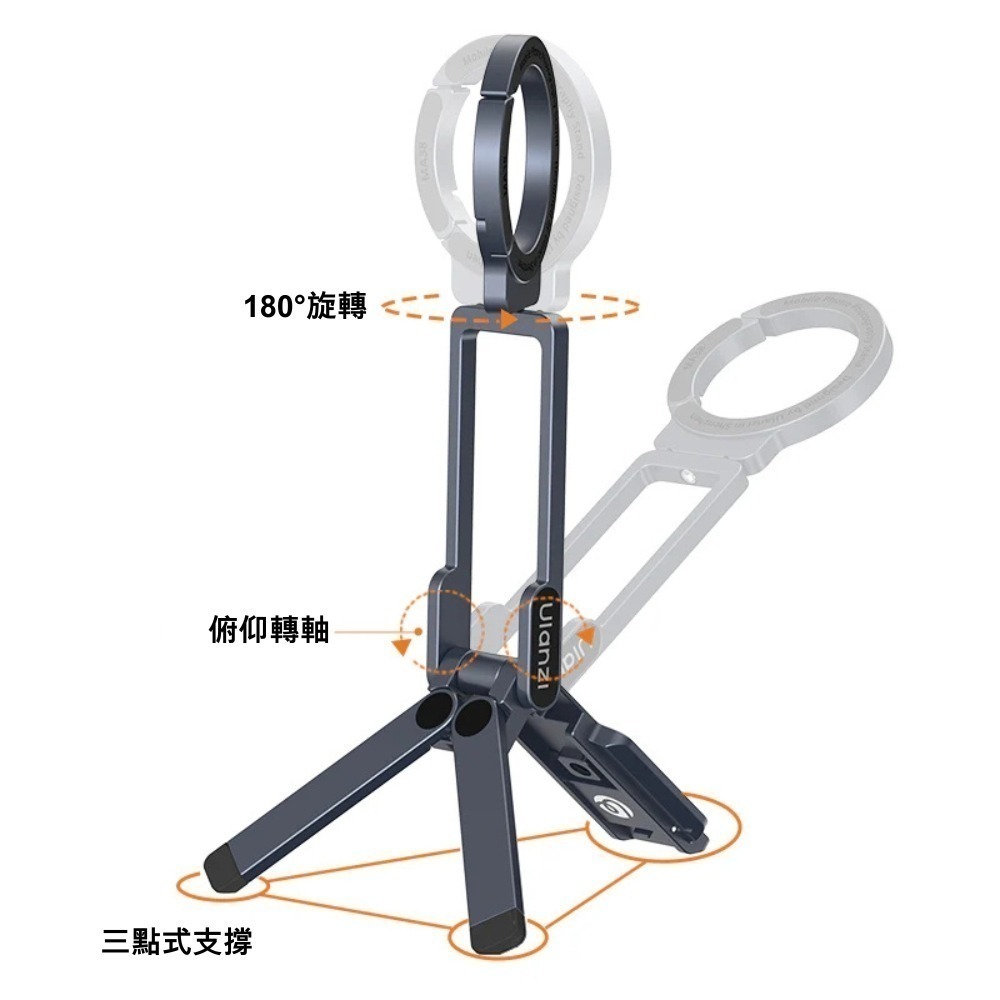 《 Ulanzi 優籃子 雙面 磁吸 掛勾 》MA38 MagLock 手機 多功能支架 折疊三腳架 登山扣 手機架-細節圖8