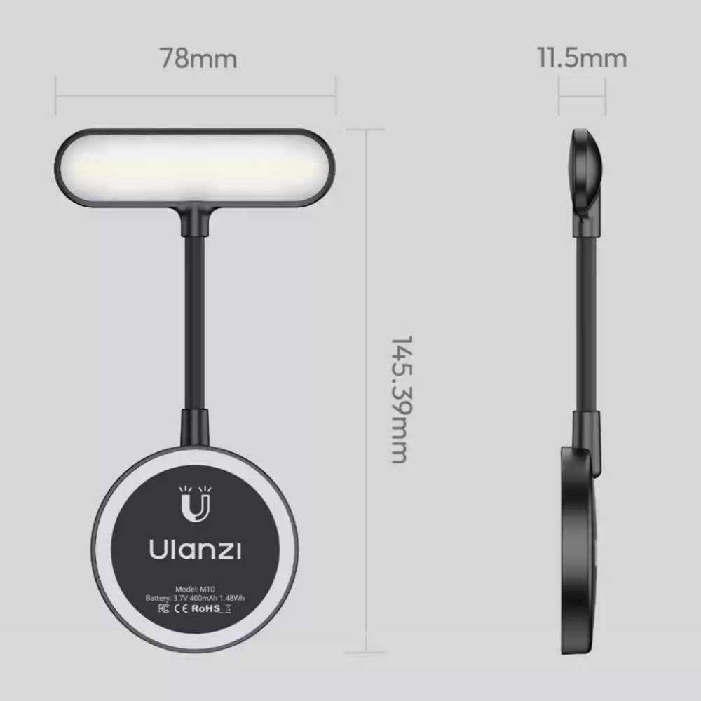 《Ulanzi 優籃子 補光小燈》M10 磁吸軟管補光燈 Magsafe 手機 直播燈 閱讀燈 多段色溫亮度 附磁片-細節圖8