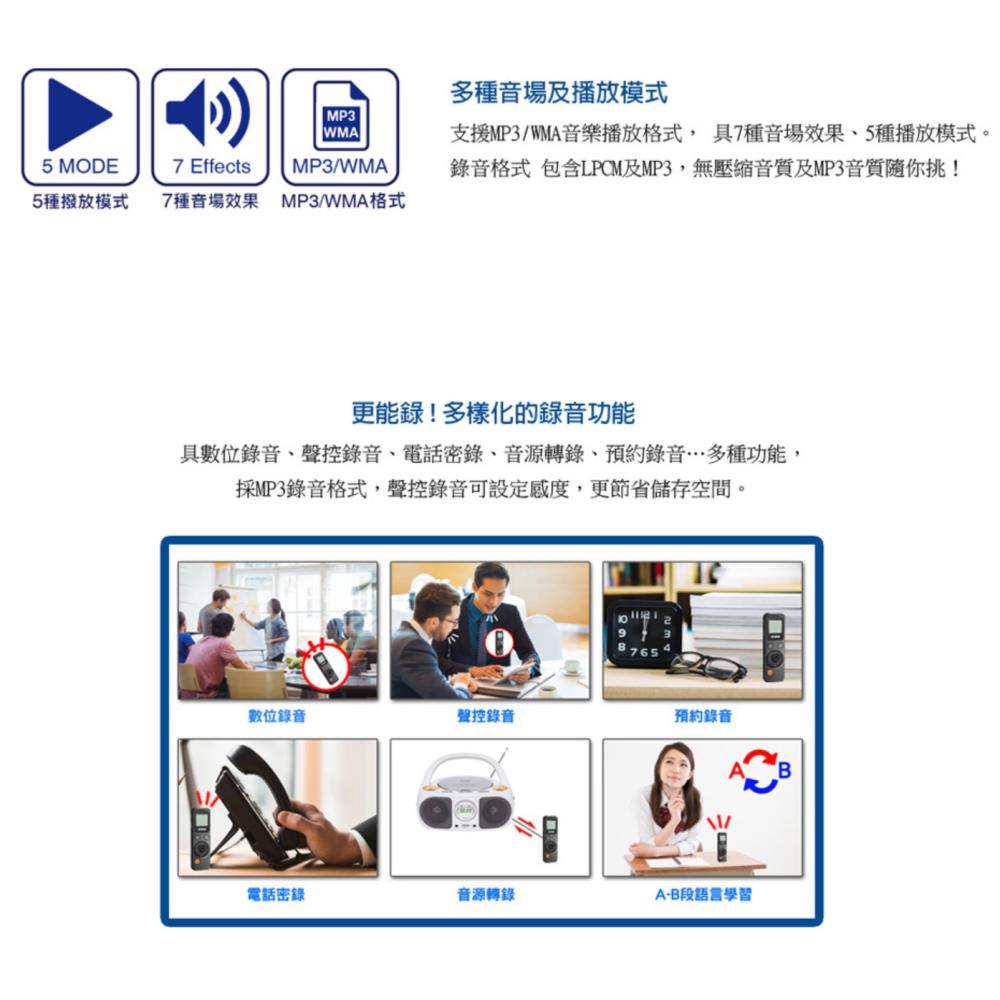 《 快譯通 免運 原廠 公司貨 內建8G 會議記錄 》CRM-581 數位立體聲 降噪 錄音筆 秘錄器 MP3 播放器-細節圖3