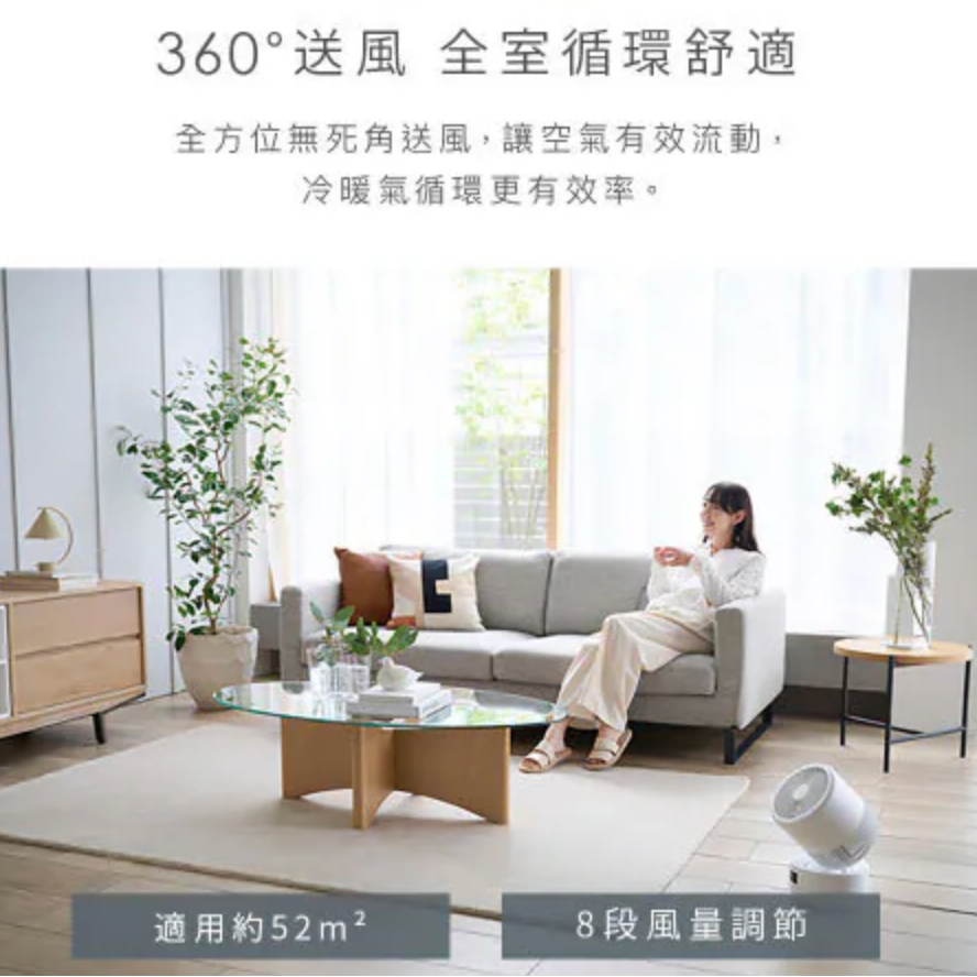 《 日本 IRIS 愛麗思 全向循環擺頭 》PCF-CD15TECA 360度 美型 空氣循環扇 電風扇 循環扇 電扇-細節圖2