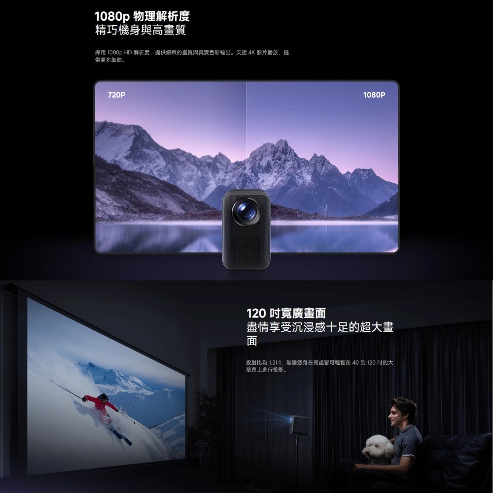 《 Xiaomi 小米 智慧投影機》L1 Pro 投影機 1080p 400ISO 自動對焦校正 Android TV-細節圖3