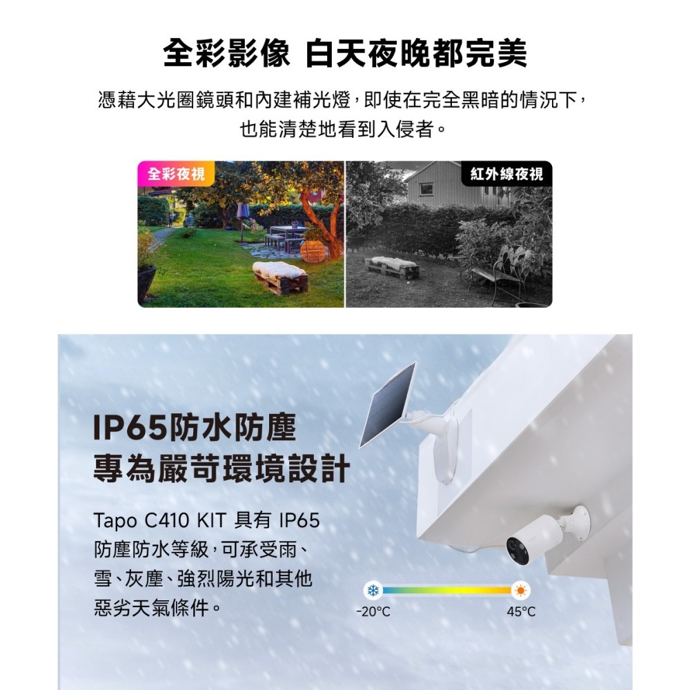 《 太陽能版 TP-LINK 防水 2K 3百萬 》Tapo C410 KIT WiFi 居家 攝影機 監視器 攝影機-細節圖8