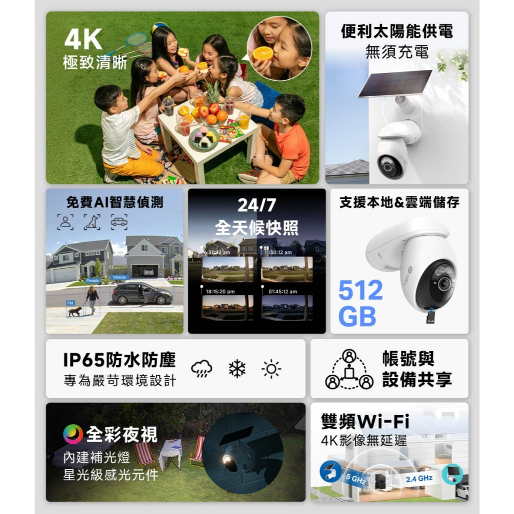 《 太陽能版 TP-LINK 防水 4K 8百萬 》Tapo C660 KIT WiFi 居家 攝影機 監視器 攝影機-細節圖2