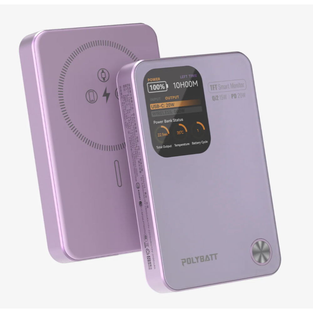《 POLYBATT 固態防爆 10000mAh 》PB11 AI 智能快充 行動電源 充電寶 行充 多色可選-幻夜紫 - 限時促銷