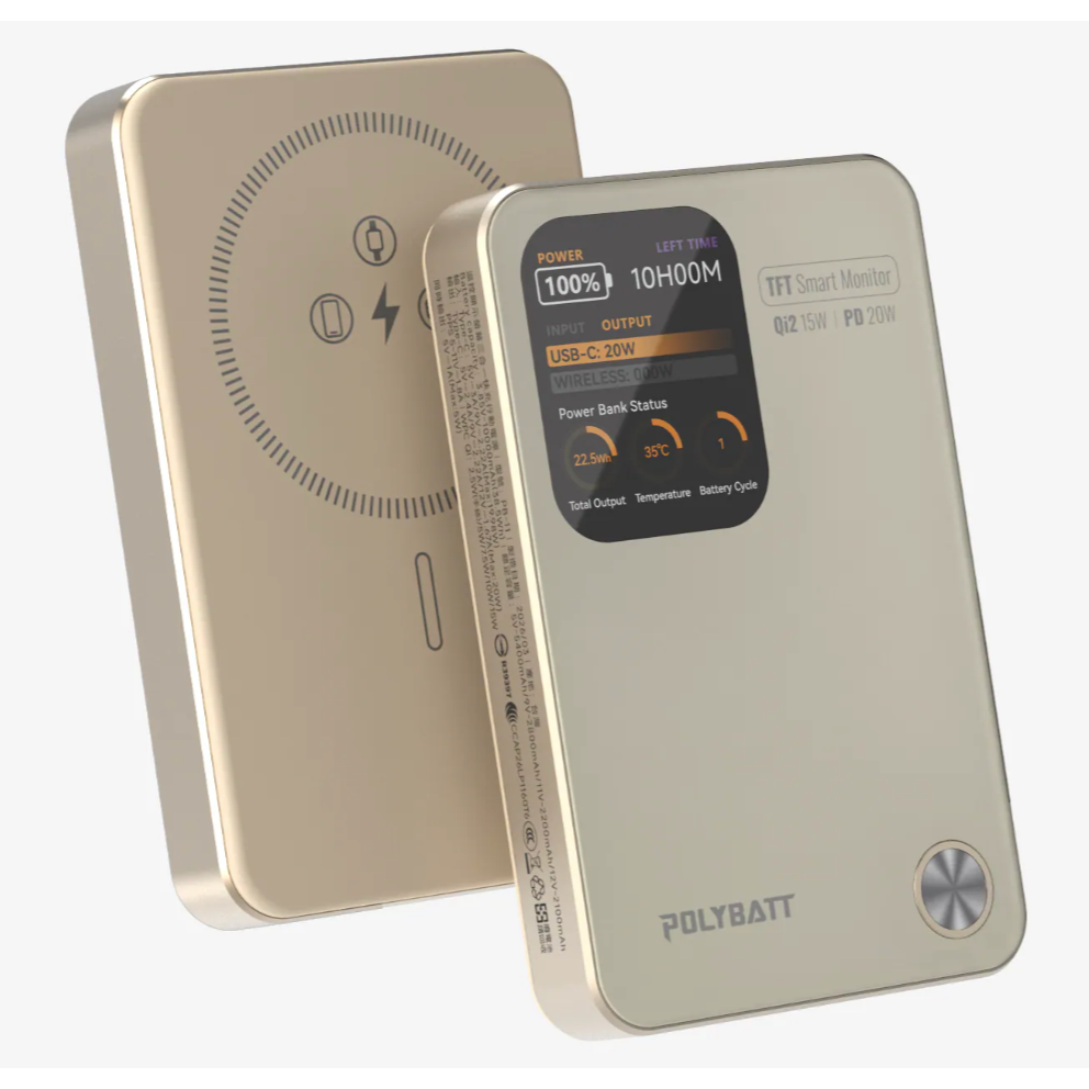《 POLYBATT 固態防爆 10000mAh 》PB11 AI 智能快充 行動電源 充電寶 行充 多色可選-旭日金 - 限時促銷