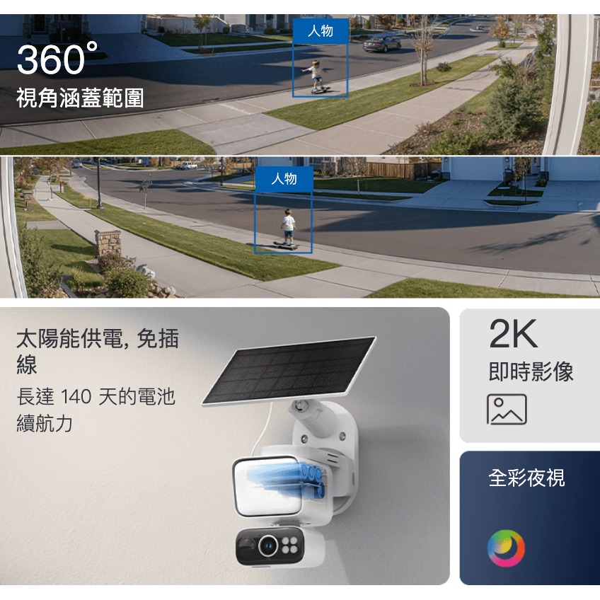 《 太陽能版 TP-LINK 防水 2K 3百萬 泛光燈》Tapo C615F KIT WiFi 居家 攝影機 監視器-細節圖3