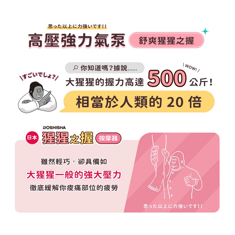 《 日本 Doshisha 原廠貨 》猩猩之握 GRM-2501 大腿按摩器 按摩器 舒壓 放鬆 出國 旅行 久站-細節圖3