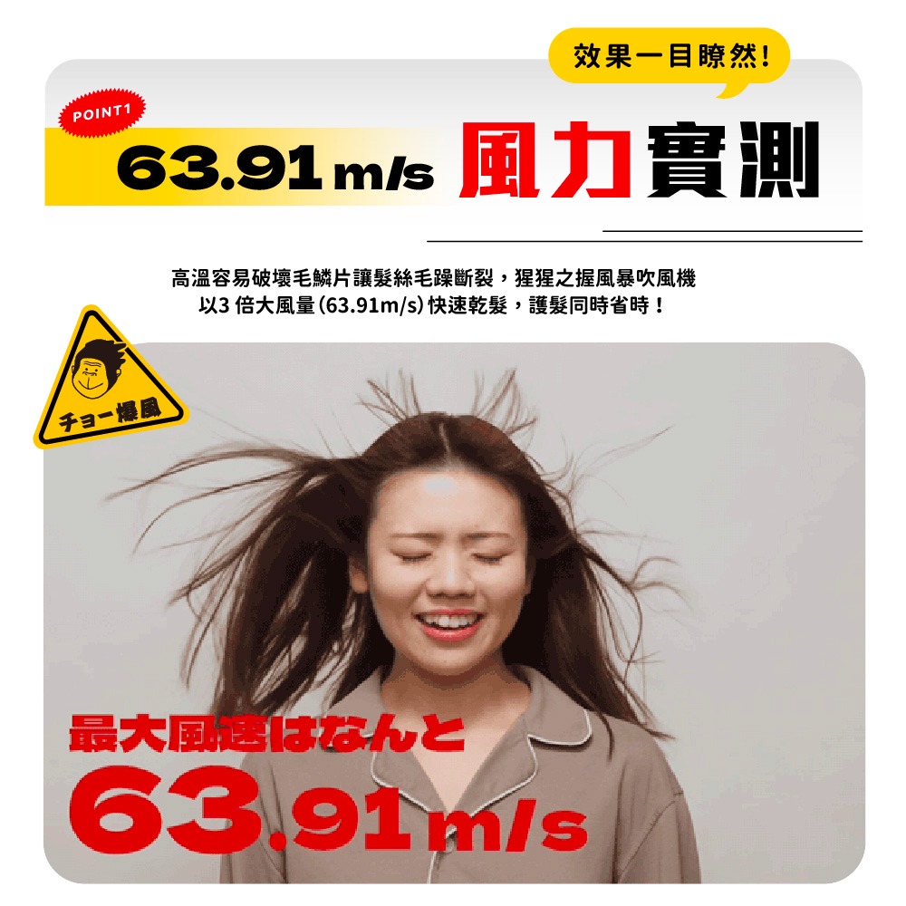 《 日本 Doshisha 原廠貨 》猩猩之握 GRD-2501 風暴吹風機 強力吹風機 吹風機-細節圖3