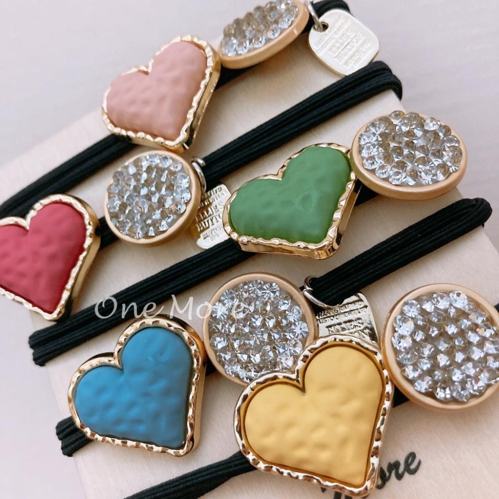 台灣現貨☑️合金 愛心 鑽盤 髮圈 髮飾 頭飾-細節圖2