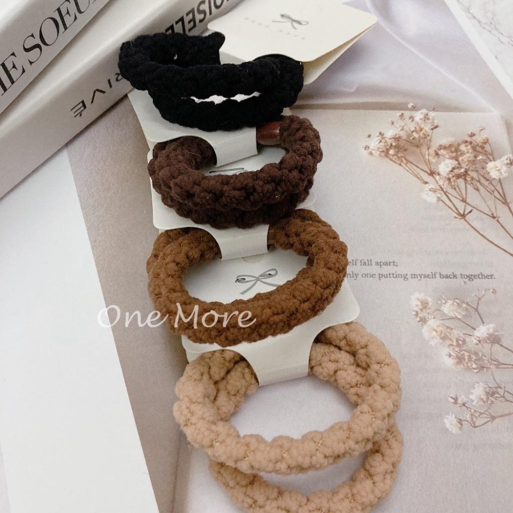 台灣現貨☑️粗編織 毛料 素髮圈 髮飾 頭飾 快速出貨-細節圖2