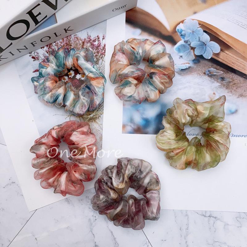 🐮One More🐮現貨快速出☑️雙層碎花大腸圈髮圈 髮飾 頭飾-細節圖2