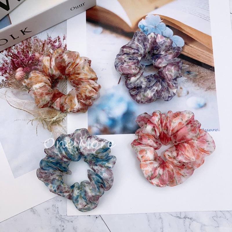 🐮One More🐮現貨快速出☑️雙層碎花大腸圈髮圈 髮飾 頭飾-細節圖3