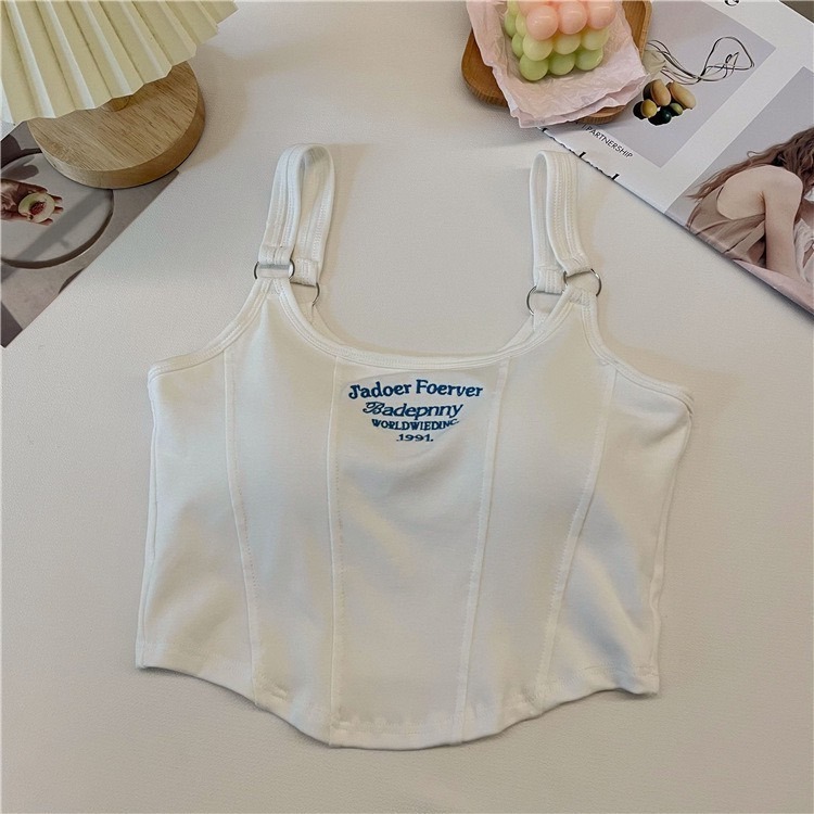 美式字母修身短版背心-細節圖5