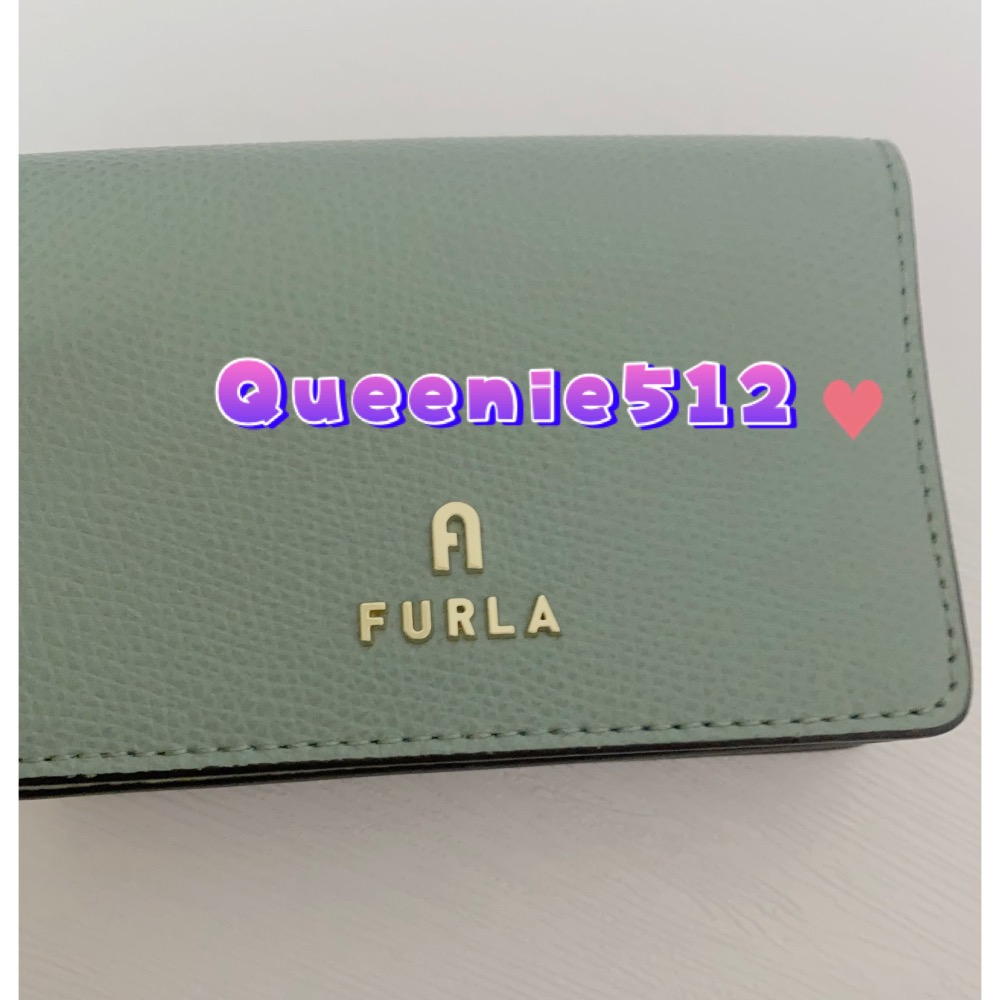 Furla Camelia字母Logo拼色防刮牛皮3卡釦式對折卡包 卡夾-細節圖6