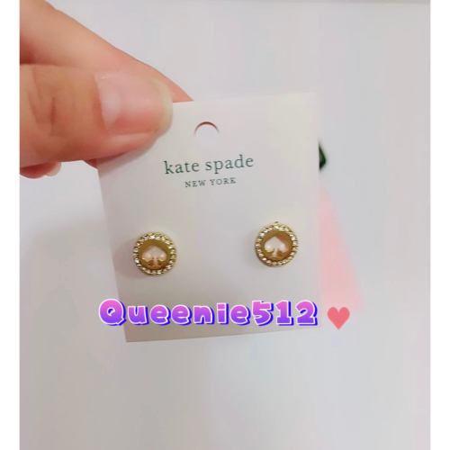 Kate Spade 黑桃鏤空外框滿鑽耳環