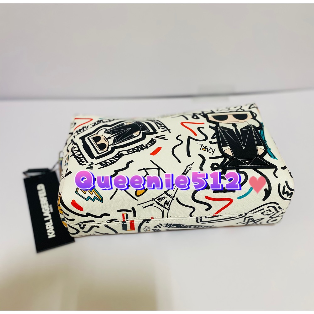 Karl Lagerfeld 卡爾拉格斐防刮塗鴉化妝包 收納包-細節圖2