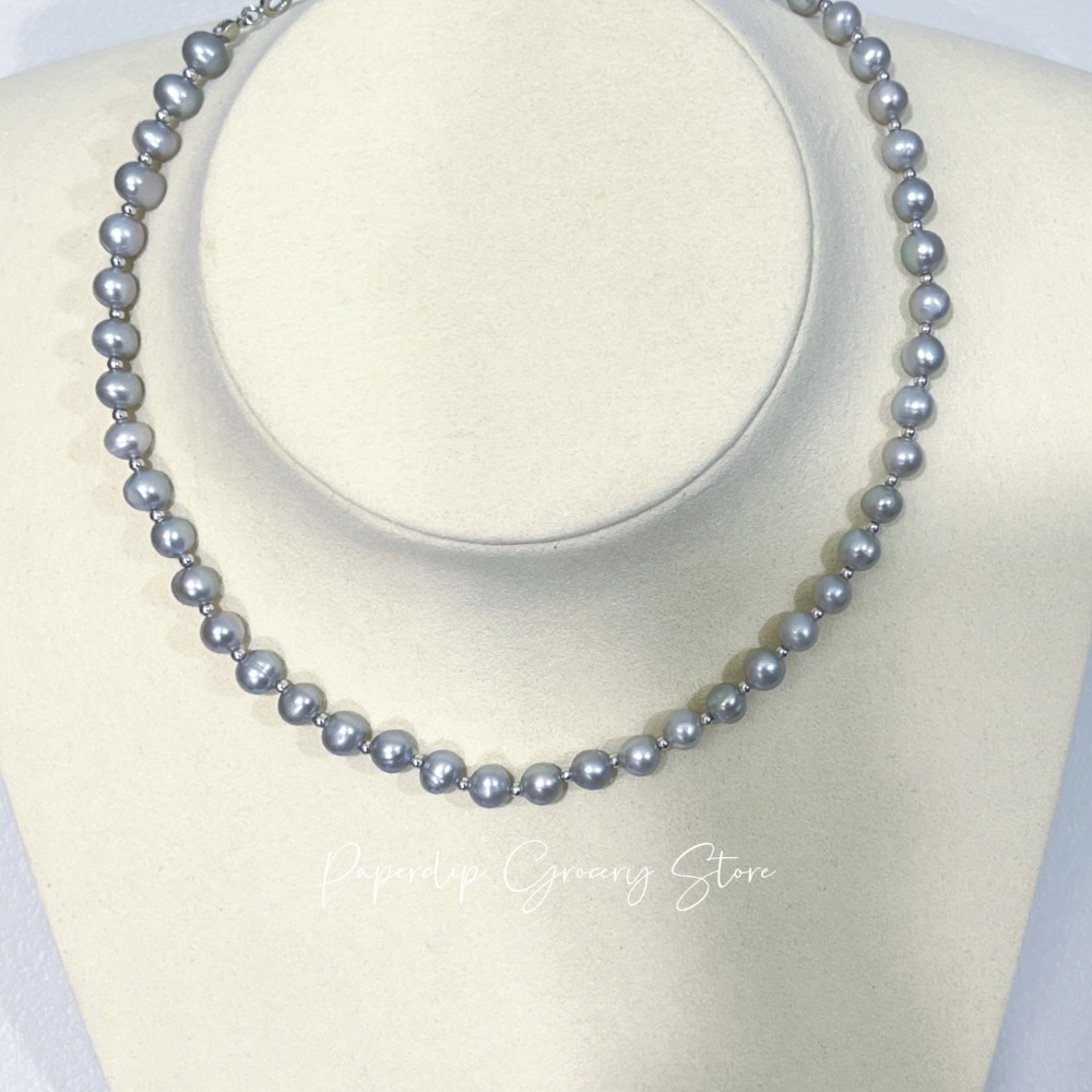 迴紋針雜貨店｜真多麻隔純銀珠項鍊+耳環-細節圖9