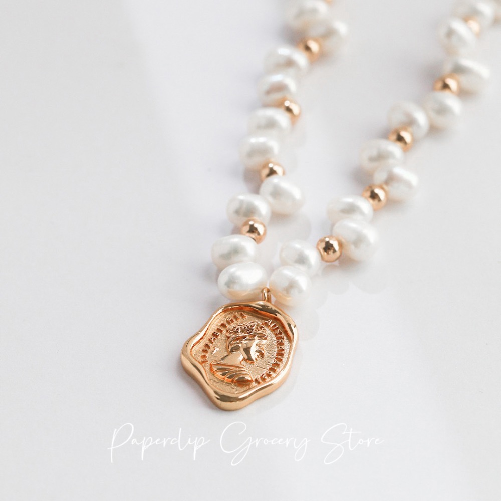 迴紋針雜貨店｜法式復古款火漆印章女王頭像項鍊-細節圖2