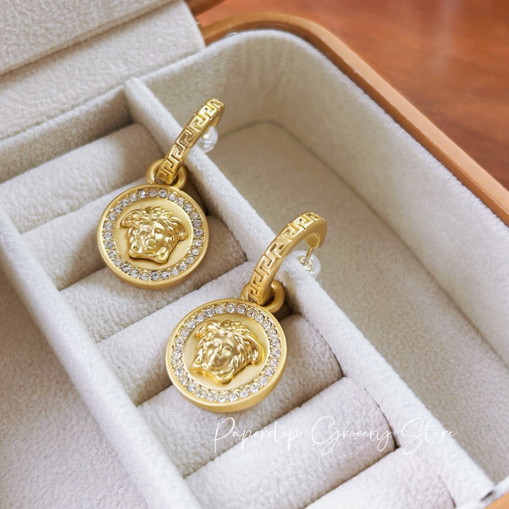 迴紋針雜貨店｜復古錢幣美杜莎人像可拆兩種戴法耳環-細節圖3