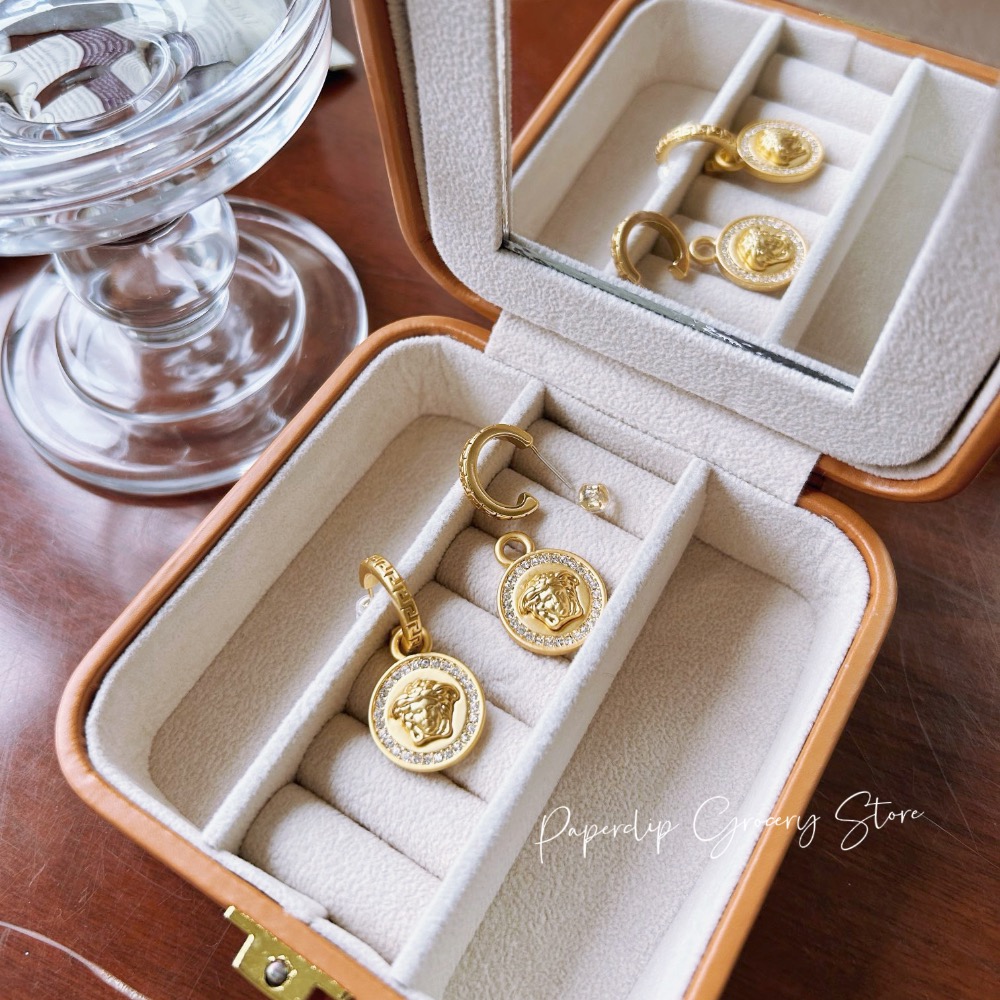 迴紋針雜貨店｜復古錢幣美杜莎人像可拆兩種戴法耳環-細節圖4