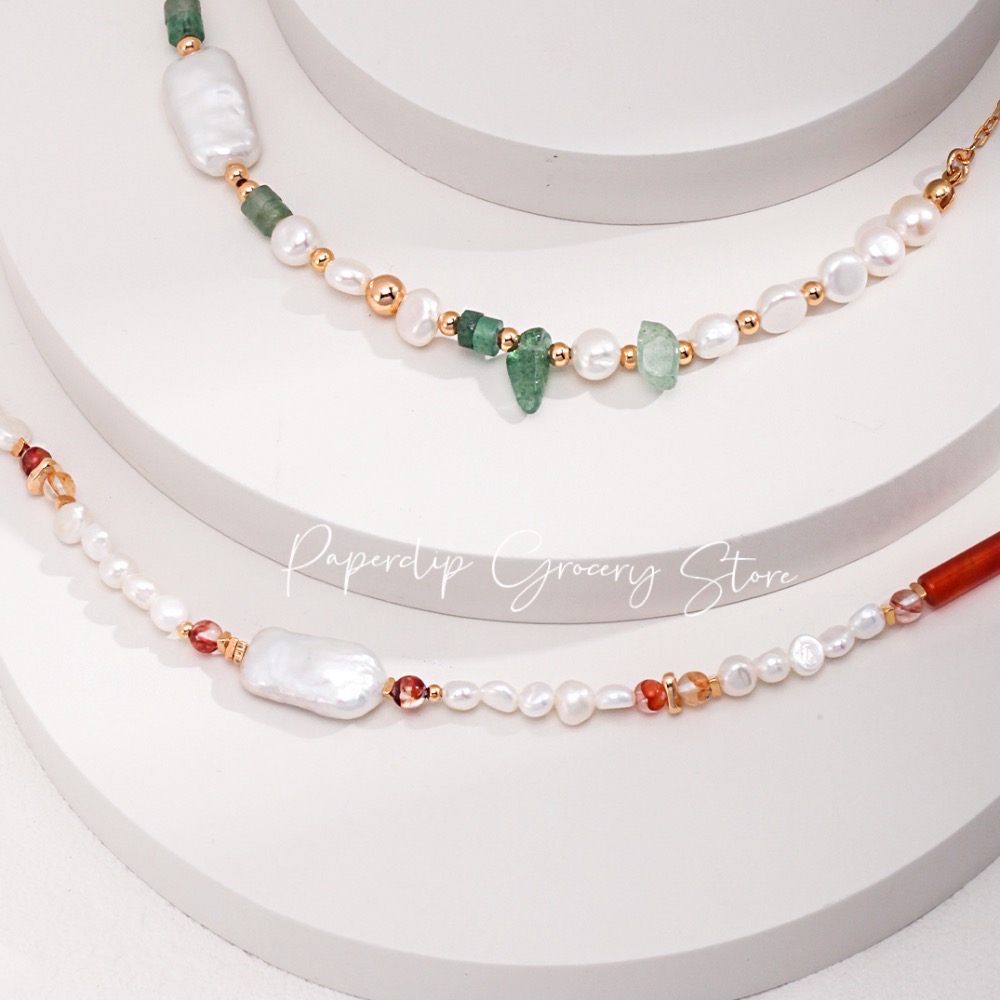 預購｜新中式草莓晶天然珍珠s925銀項鍊-細節圖2