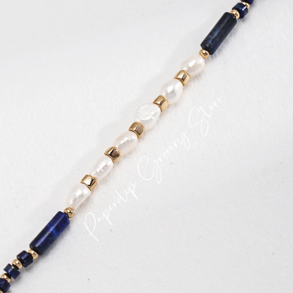 預購｜新中式青金石珍珠項鍊-細節圖2