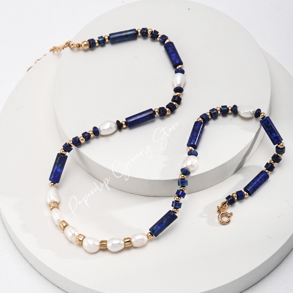 預購｜新中式青金石珍珠項鍊-細節圖3