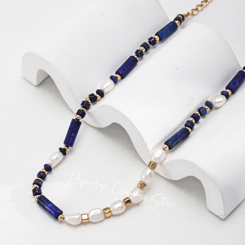 預購｜新中式青金石珍珠項鍊-細節圖4