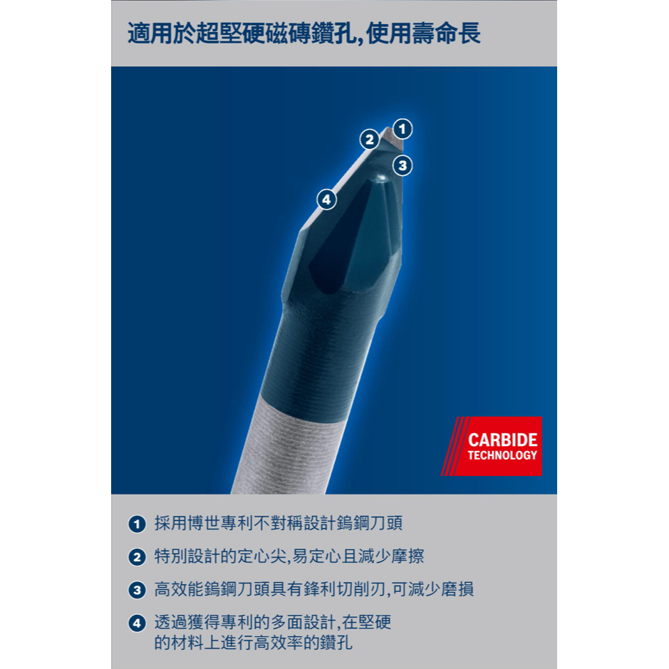 《高雄達順》六角柄超硬磁磚鑽頭-細節圖3