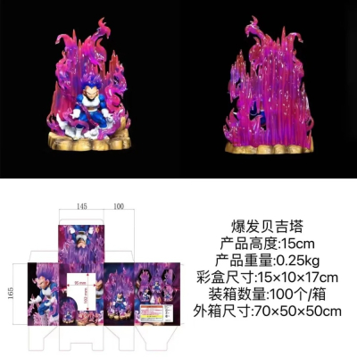 【紫色風鈴】 超級賽亞人 Q版 爆發 達爾 七龍珠 貝吉塔 特效場景 模型 公仔 擺件 盒裝 港版 無證