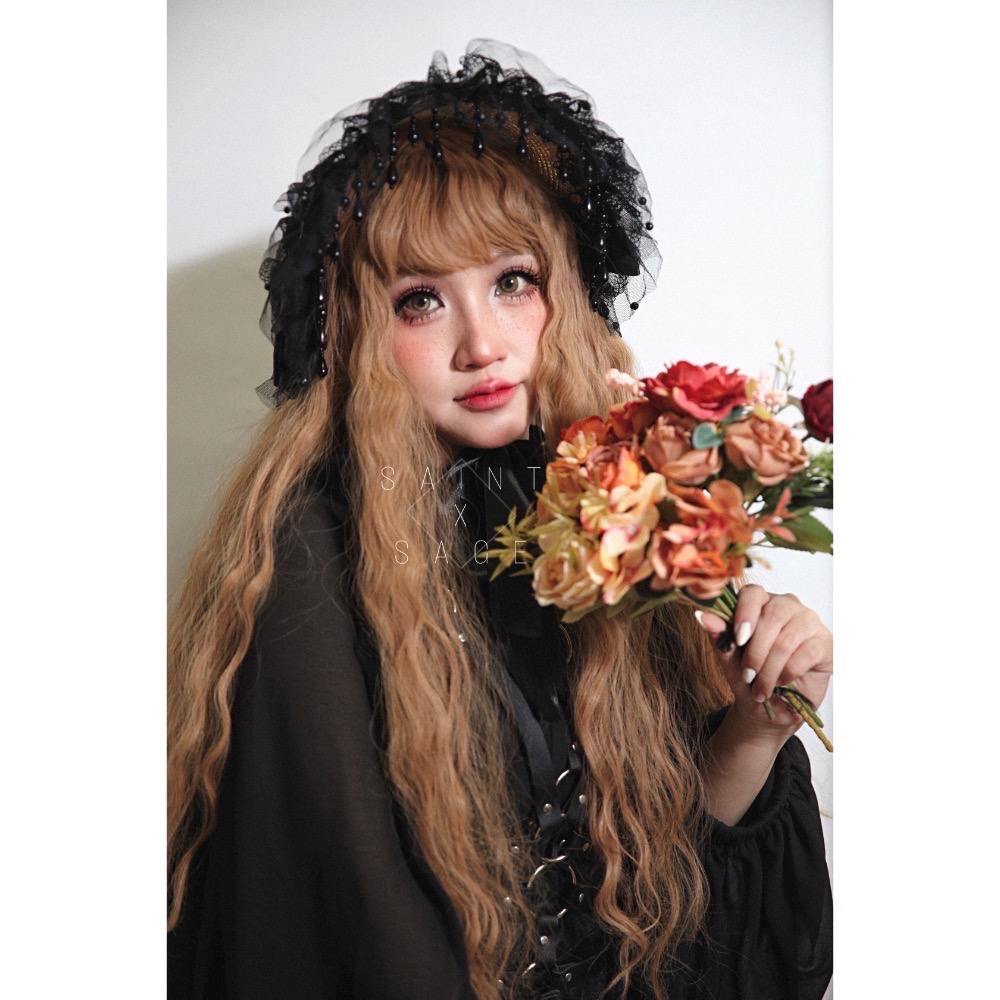 -萊莉亞的凝視-黑色蕾絲扁帽-細節圖2