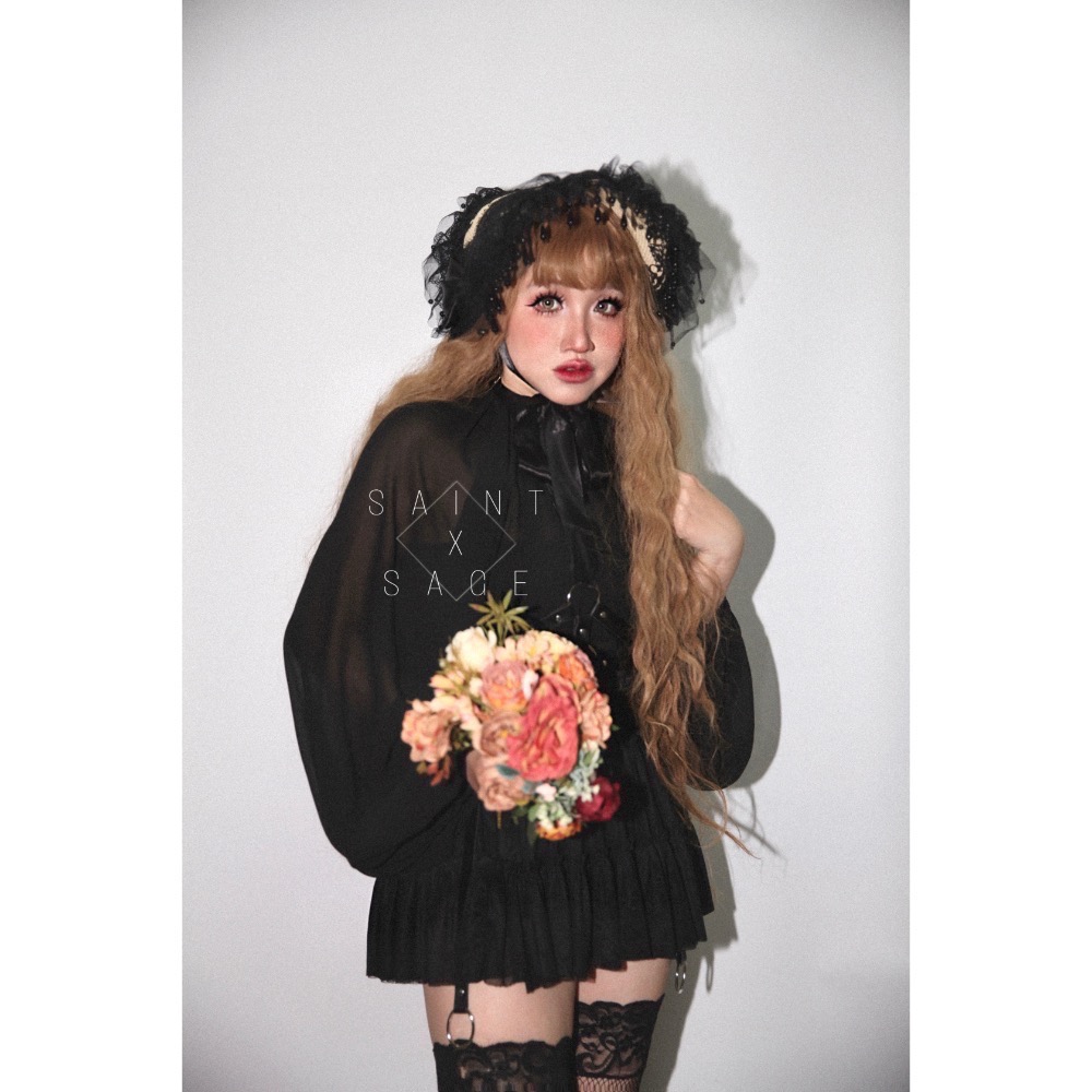 -萊莉亞的凝視-黑色蕾絲扁帽-細節圖4