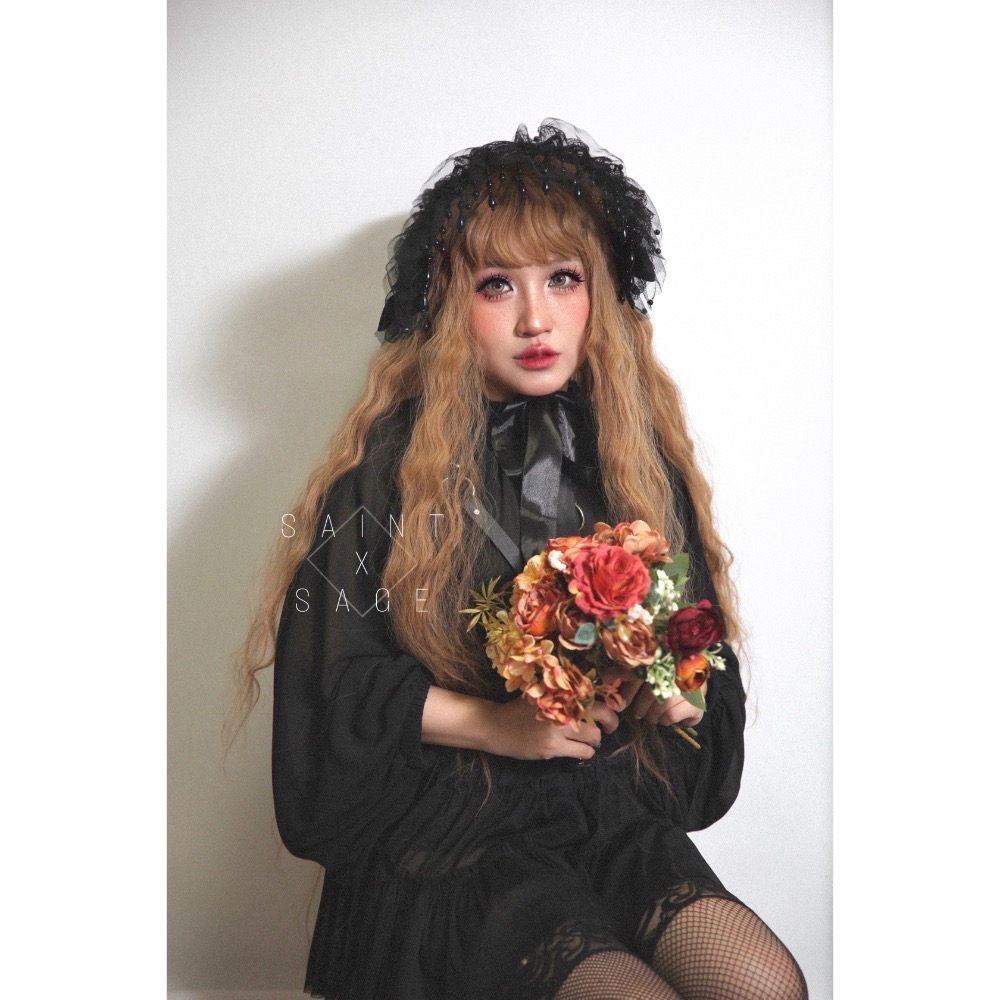 -萊莉亞的凝視-黑色蕾絲扁帽-細節圖5