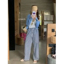 ☆現貨☆韓國個性簡約百搭復古條紋休閒褲-細節圖2