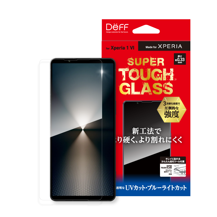 日本DeFF TOUGH GLASS 高透明 濾藍光40% 玻璃保護貼 Xperia 1 VI 1M6專用款 新品預購-細節圖2
