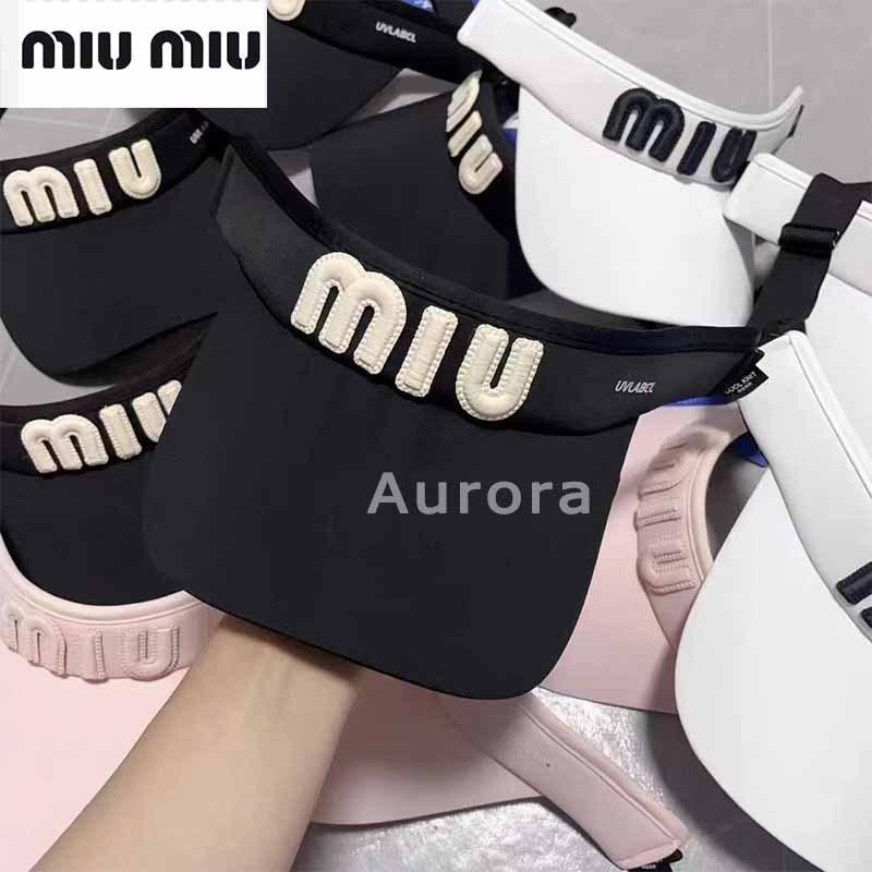 💕Aurora 美國代購💕 MIU MIU 韓國 高爾夫 球帽子 女士 防嗮 夏季 遮陽帽 時尚 空頂帽子-細節圖5