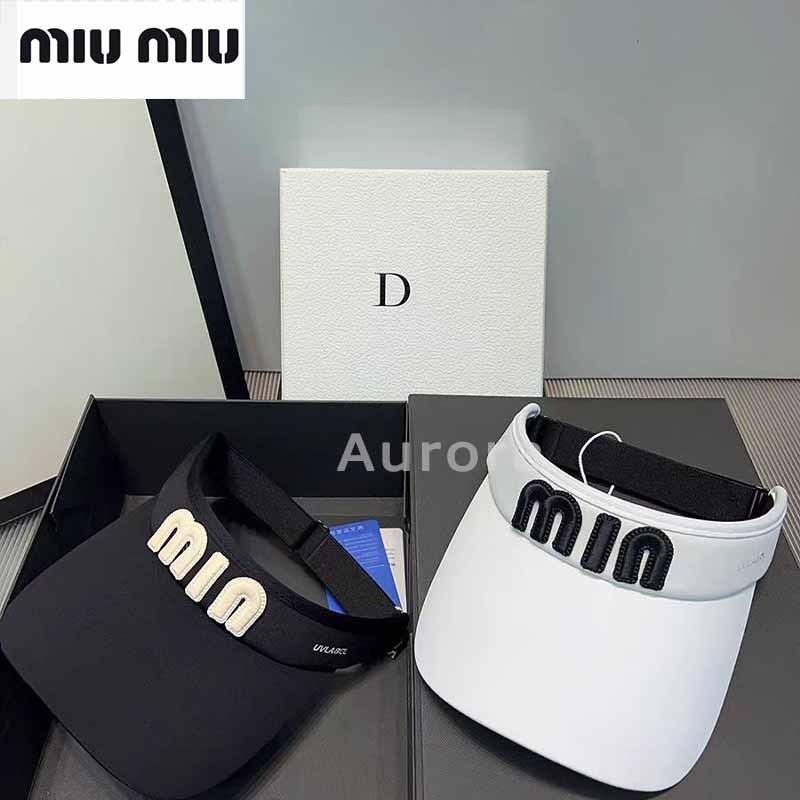 💕Aurora 美國代購💕 MIU MIU 韓國 高爾夫 球帽子 女士 防嗮 夏季 遮陽帽 時尚 空頂帽子-細節圖6