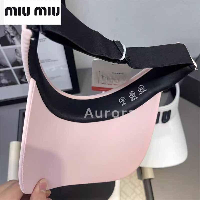 💕Aurora 美國代購💕 MIU MIU 韓國 高爾夫 球帽子 女士 防嗮 夏季 遮陽帽 時尚 空頂帽子-細節圖9