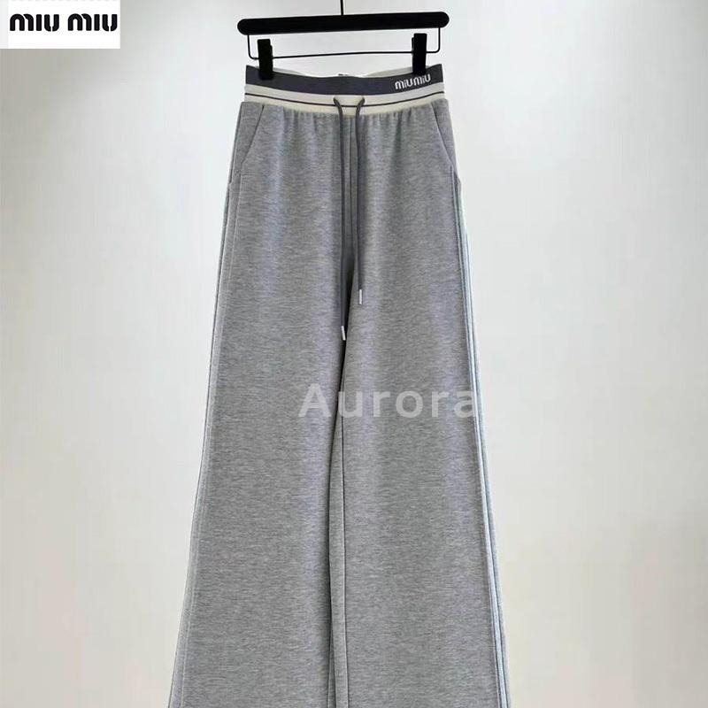 💕Aurora 美國代購💕MiuMiu 寬鬆 縣瘦 直筒運動褲 休閑百搭 衛褲 高腰 闊腿 女長褲-細節圖8
