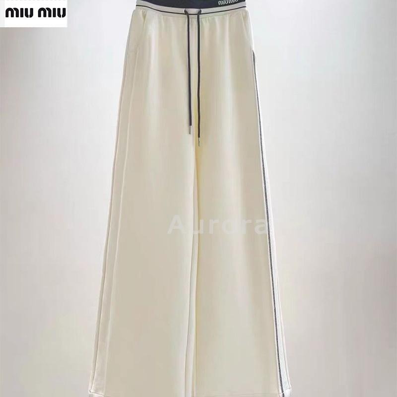 💕Aurora 美國代購💕MiuMiu 寬鬆 縣瘦 直筒運動褲 休閑百搭 衛褲 高腰 闊腿 女長褲-細節圖9