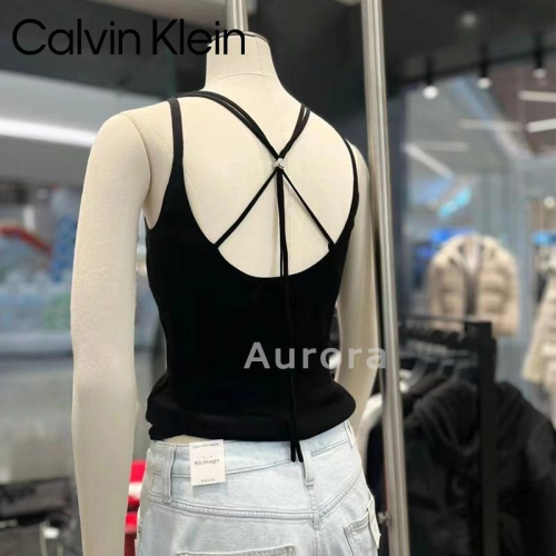 💕Aurora 美國代購💕 Calvin Klein 新款性感 露背 抽繩背心 吊帶針織衫 結構背心