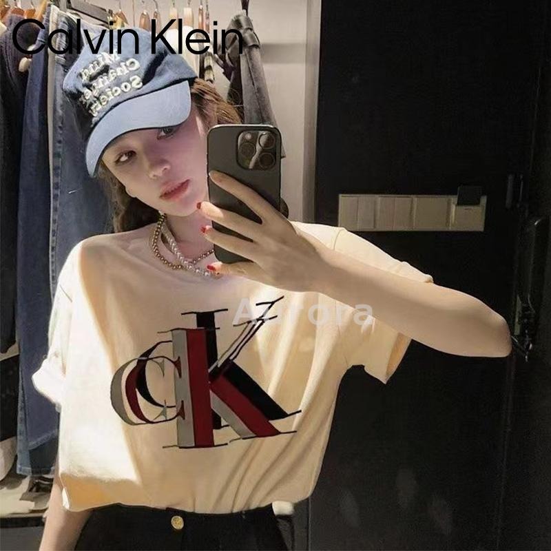💕Aurora 美國代購💕 Calvin Klein  新款復古幻影重疊LOLO 短袖t恤 寬鬆大版t 杏色-細節圖5