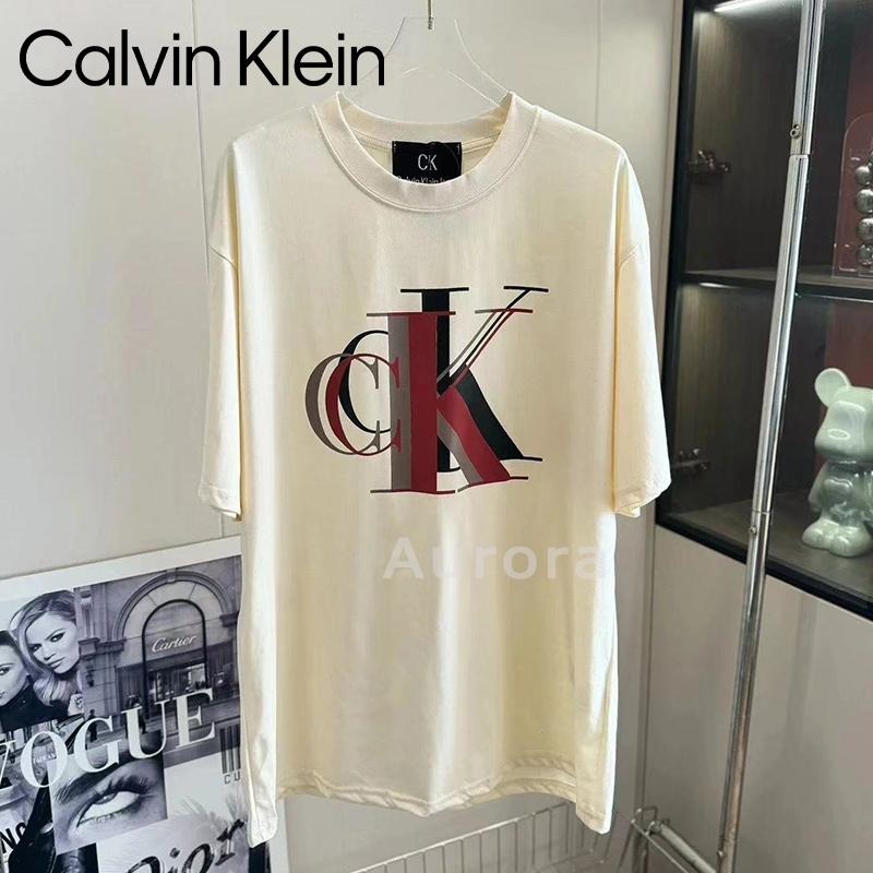 💕Aurora 美國代購💕 Calvin Klein  新款復古幻影重疊LOLO 短袖t恤 寬鬆大版t 杏色-細節圖6