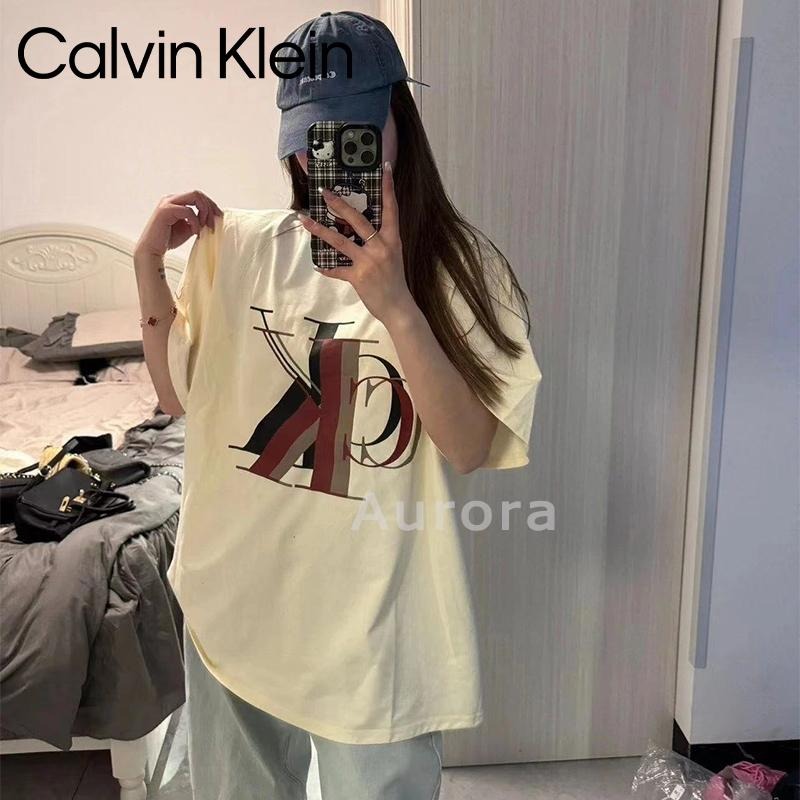 💕Aurora 美國代購💕 Calvin Klein  新款復古幻影重疊LOLO 短袖t恤 寬鬆大版t 杏色-細節圖8