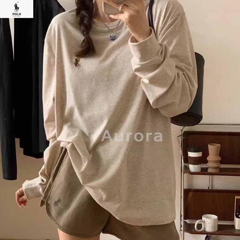 💕Aurora 美國代購💕拉夫.勞倫 Ralph Lauren 燕麥色奶茶套裝 薄款長袖T 兩側開衩短褲兩件套-細節圖6